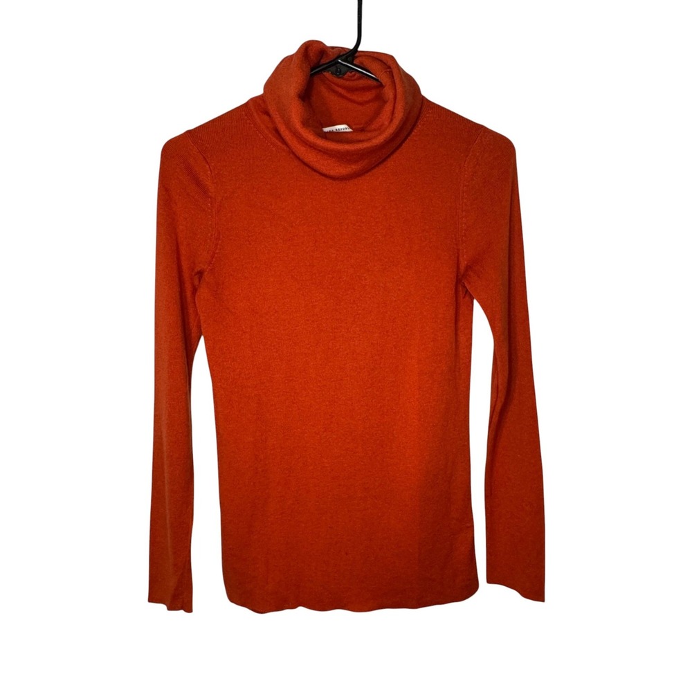 Banana Republic Burnt Orange Silk Cashmere Turtleneck Sweater Womens Small Luxe